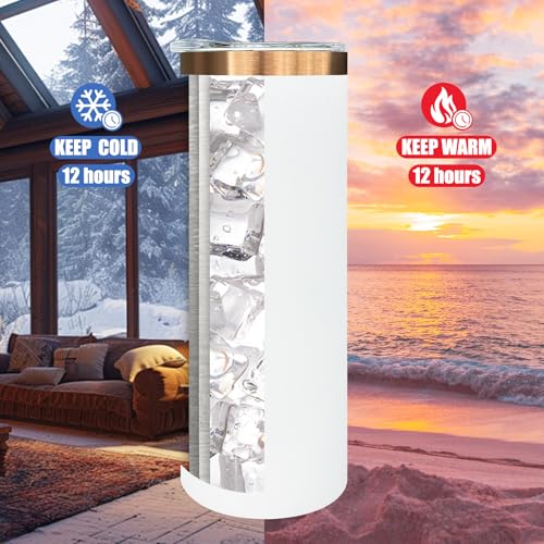 20 oz Skinny Tumblers Bulk with Lids and Straws White (8 Count)
