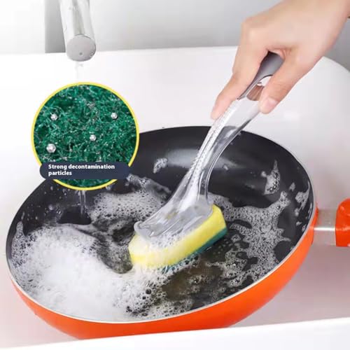 The Pot Brush with Green and Yellow Washing Pads Does not Damage The Pot Handle and can be Used to add Liquid