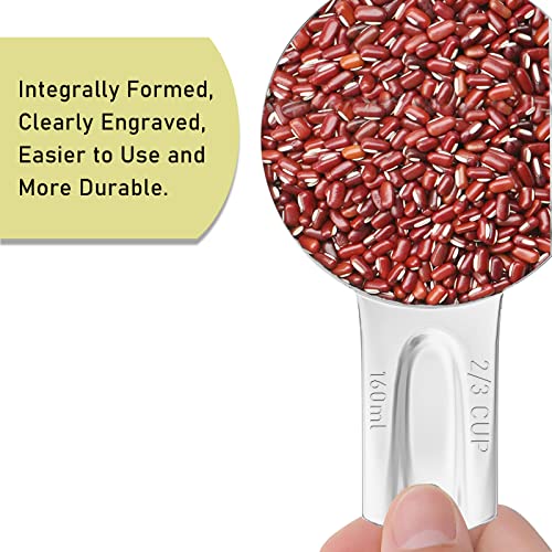 2PCS 2/3CUP(160ml, 5.3oz) Measuring Cup, 18/8 Stainless Steel Measure Scoop