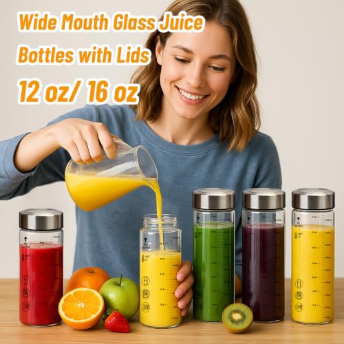 12 oz Glass Juice Bottles with Lids