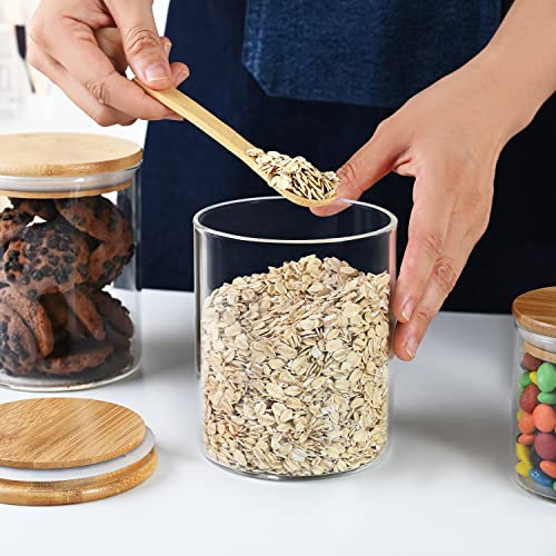 Glass Food Storage Containers with Bamboo Lids Large Glass Food Storage Jars for Coffee Bar Tea Sugar