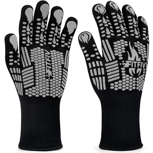 BBQ Gloves 1472°F Heat Resistant with Silicone Grip Oven Mitts (2 Count)