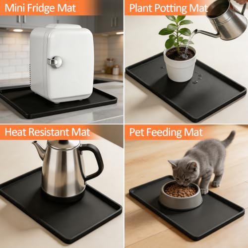 Silicone Coffee Maker Mat with Lip for Countertops
