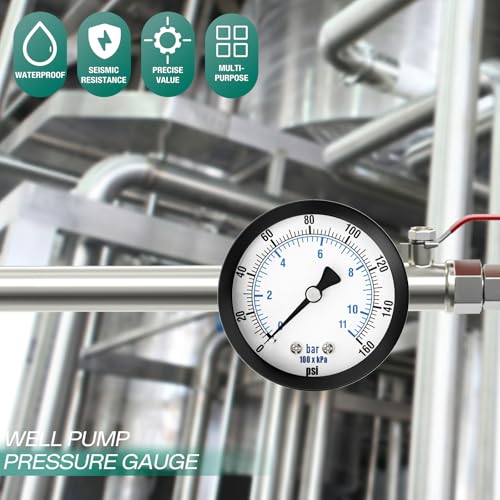 0 160PSI Well Pump Pressure Gauge 2" Dial Size