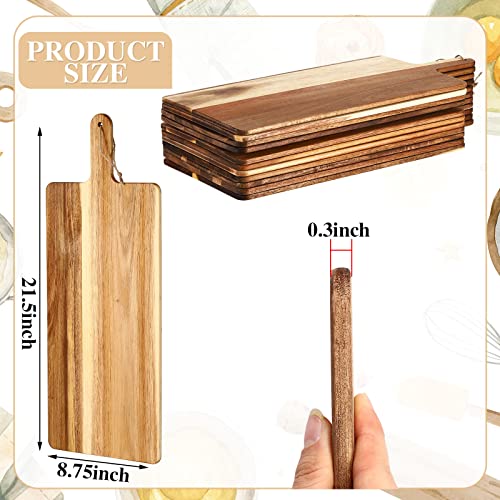 12 Packs Acacia Wood Cutting Board Set with Handles 21.5 x 8.7 Inch Large Kitchen Serving Plain Chopping Board Bulk Gifts for Mom for Vegetables Meat Pizza Cheese Fruit Bread (12 Count)
