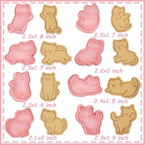 8 pcs Cat Cookie Cutters Set (8 Count)