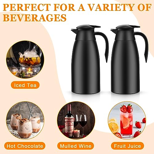 2 Pcs Thermal Coffee Carafe Insulated Stainless Steel Coffee Carafe for Hot Liquid Vacuum Thermal Pot Creamer Pitcher Dispenser with Brushes Keeping Hot Water Milk (2 Count)