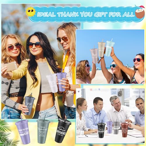 60 Pcs Employee Appreciation Gifts Bulk 24 oz Thank You Tumbler with Lid and Straw Mini Spiral Notebooks and Pens Appreciation Gifts for Team Employee Coworkers Teacher (60 Count)