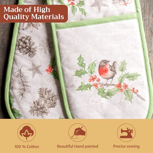 Double Oven Mitts 100% Cotton Double Oven Glove