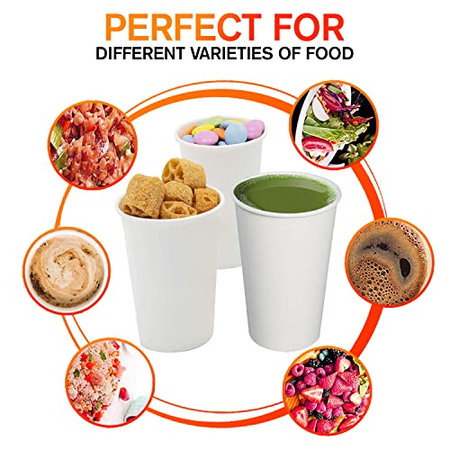 White Disposable Paper Coffee Cups with Lids (50 Count)