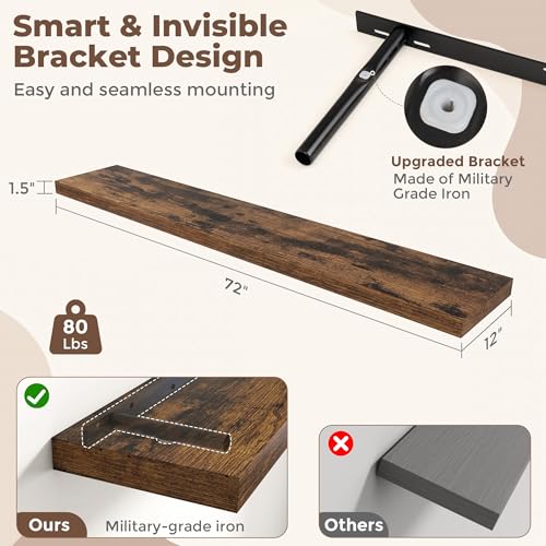 72 Inch Floating Shelves