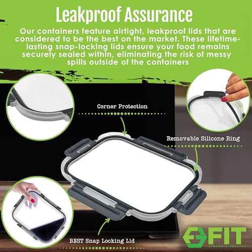 Glass Meal Prep Containers 1 & 2 & 3 Compartments (3 Count)