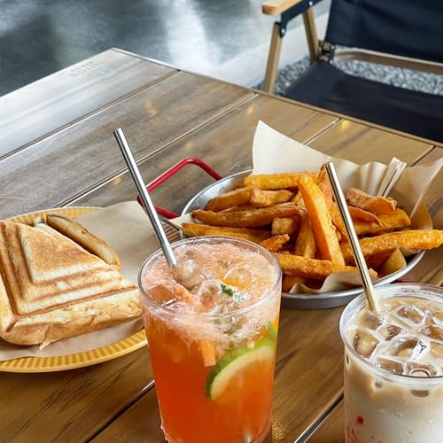Stainless Steel Straws Metal Reusable Drinking Straw for Juice Iced Coffee Cold Beverage Water Highball Glasses 12 (8 Count)