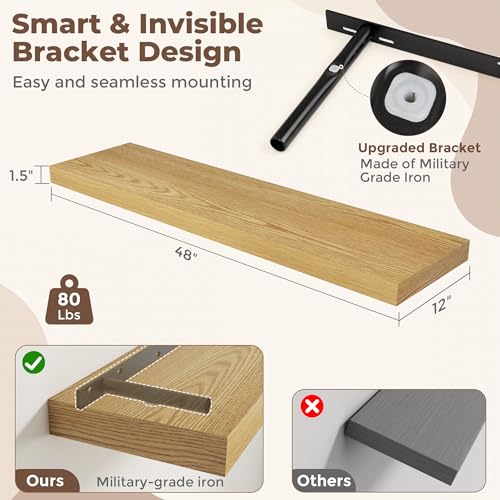 12 Inch Deep Floating Shelves (2 Count)