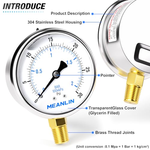 0~30Psi Stainless Steel 1