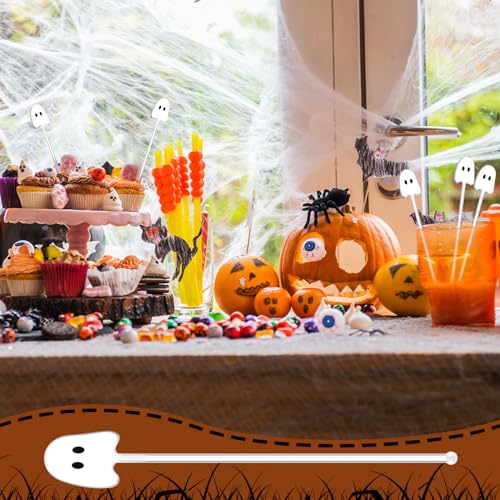 30 Pcs Halloween Swizzle Sticks Cocktail Ghost Fall Stirrers