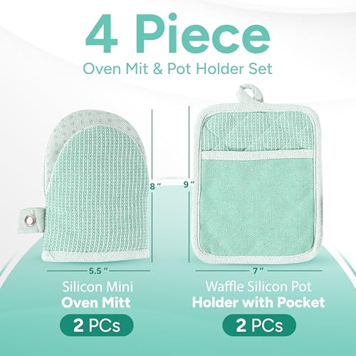Heat Resistant Oven Mitts & Pot Holders (4 Count)