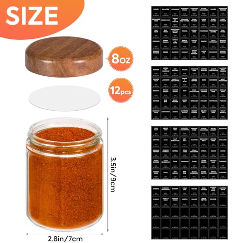 Glass Spice Containers for Kitchen (12 Count)