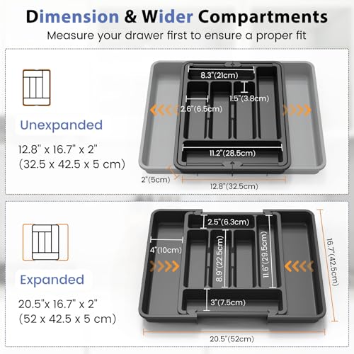 Large Silverware Organizer Tray for Kitchen Drawer Utensils Thicker