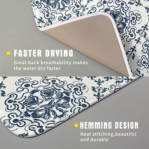 Bohemian Grey Retro Dish Drying Mat for Kitchen Counter