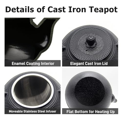 40.6oz Cast Iron Teapot Set with Warmer