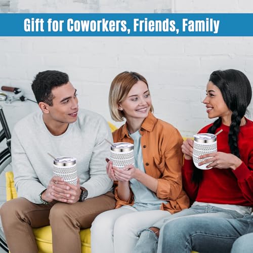 4 Pcs 12 oz Funny Message Coffee Mug Birthday White Elephant Gifts Stainless Steel Insulated Tumblers Wine Cup Gag Gift for for Employee Appreciation Coworkers Friends Father (4 Count)