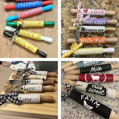 6 Pack 7" Mini Unfinished Wood Roller Tiered Tray Decor (6 Count)