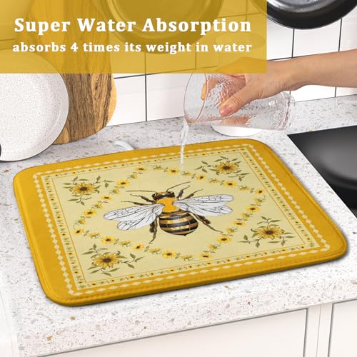 Sunflower Bee Dish Drying Mat