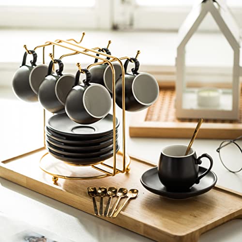 Espresso Cups and Saucers Set (6 Count)