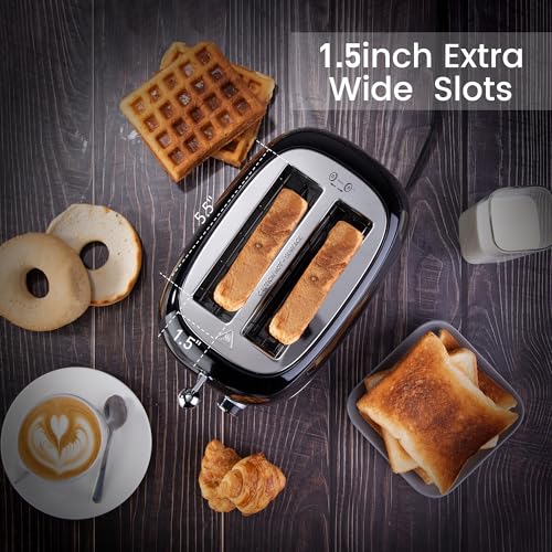 2 Slice Toaster Retro Stainless Steel with Bagel