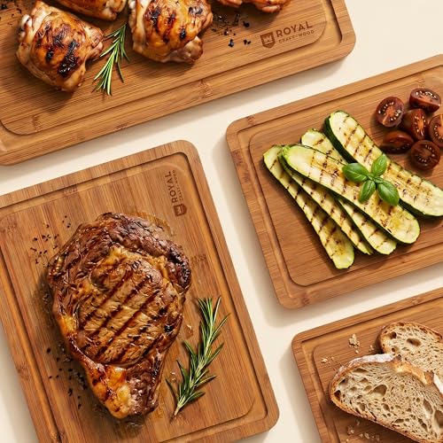 Wooden Cutting Boards for Kitchen Meal Prep & Serving (4 Count)
