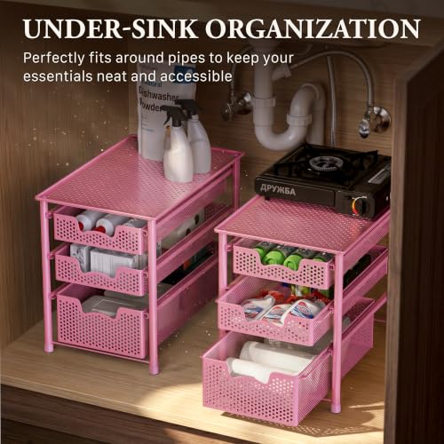 Stackable 3 Tier Sliding Basket Organizer Drawer