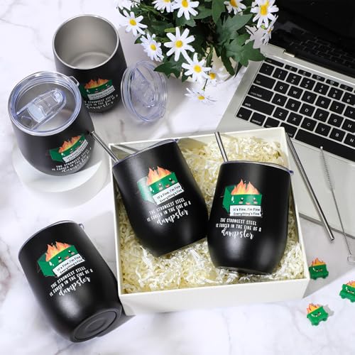 10 Pcs Coworker Gift Dumpster Fire Tumbler with Straw Lid (10 Count)