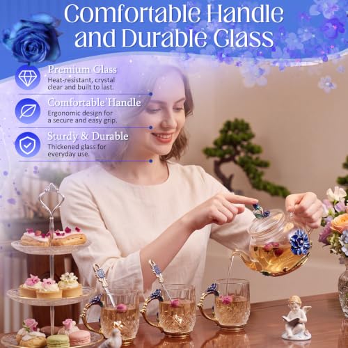 5 Pcs Floral Glass Tea Set (5 Count)