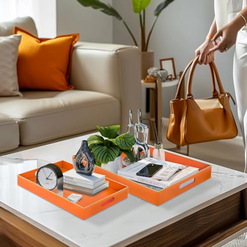 Orange Serving Tray with Handles (2 Count)