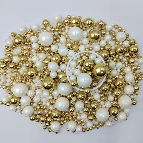 Edible White Gold Sugar Pearls Candy Sprinkles 120G (4.23 Ounce)