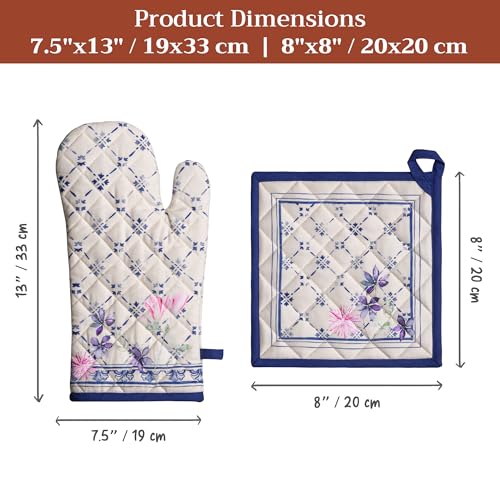 100% Cotton Oven Mitt & Pot Holder Set
