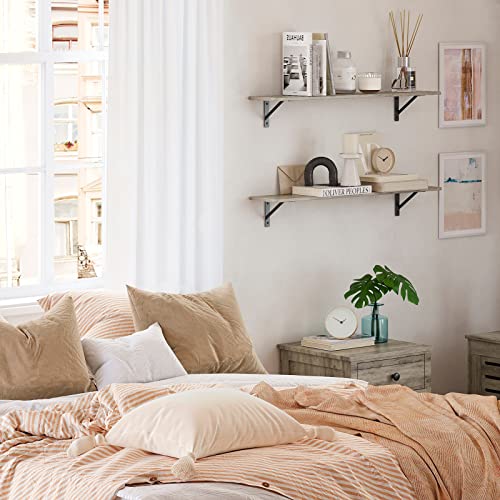 Wall Shelves 23.6" Long Floating Shelves with Metal Brackets (2 Count)