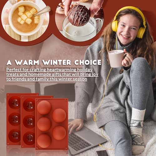 Hemisphere Silicone Molds 3 Inch for Hot Cocoa Chocolate Bombs Valentines Semi Ball Making Kit Cake Decor Mould