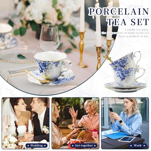 Country Roses Bone China Tea Cup and Saucer Set (3 Count)
