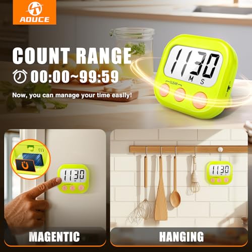 Digital Kitchen Timers for Cooking (2 Count)