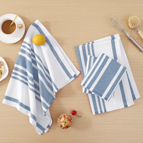 Premium Cotton Stripe Kitchen Towels 8 Pack (8 Count)