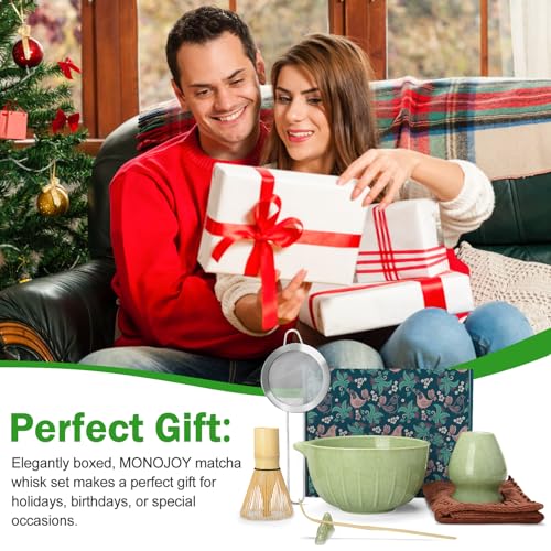 Matcha Whisk Set Ceramic Bowl Kit with Spout (7 Count)