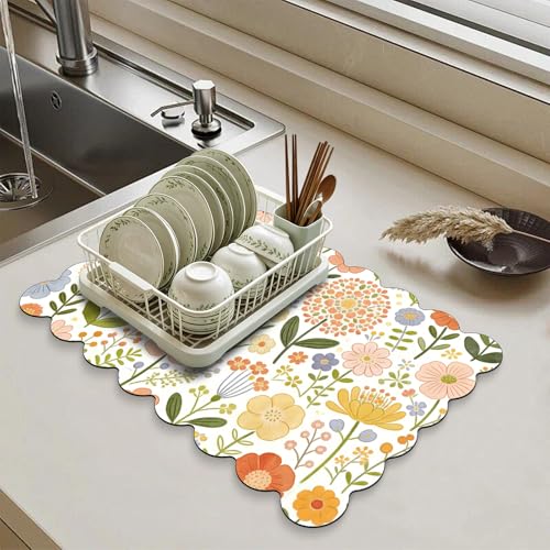 Scalloped Dish Drying Mats for Kitchen Counter