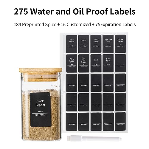 12Pcs 9oz Spice Jars Glass Container with 275 Labels (12 Count)