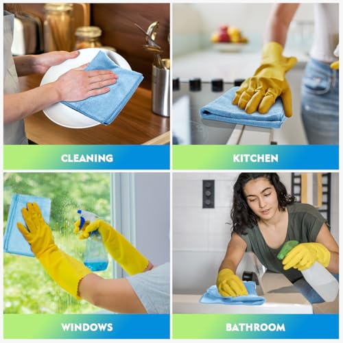 Blue Microfiber Cleaning Cloth 20 Pack 11.5 x 11.5 inch Microfiber Towels for Cars Ultra Absorbent Car Washing Cloth Lint Free Streak Free Cleaning Rags for Car (20 Count)