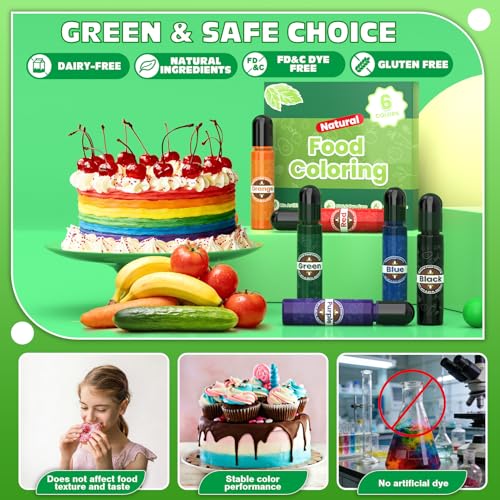 Natural Food Coloring 6 Colors x 10ml (2.1 Fl Oz)