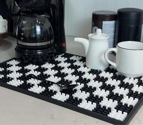 Checkered Coffee Bar Mat 18x12 in Silicone