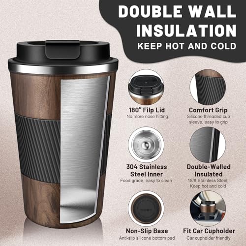 Insulated Coffee Tumblers with Flip Lid 12oz