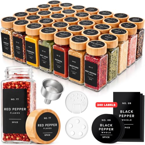 Glass Spice Jars with Label (36 Count)